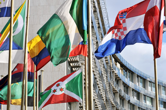 Flaggor utanför Unescos sekretariat